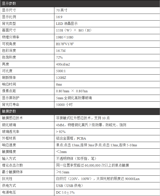 70寸壁挂触摸一体机/教学一体机PZ-70BHHA--广州磐众智能科技有限公司