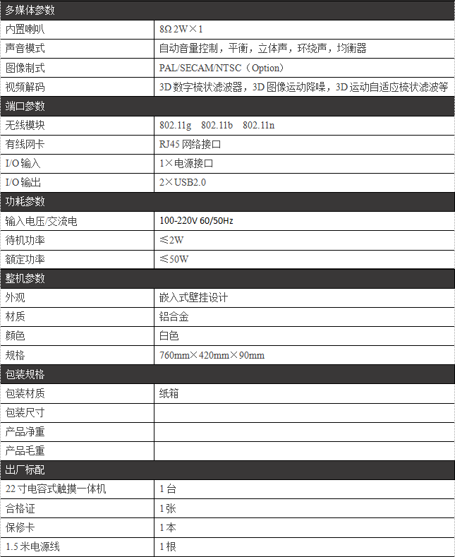 22寸嵌入式触摸一体机/PZ-22BDET--广州磐众智能科技有限公司