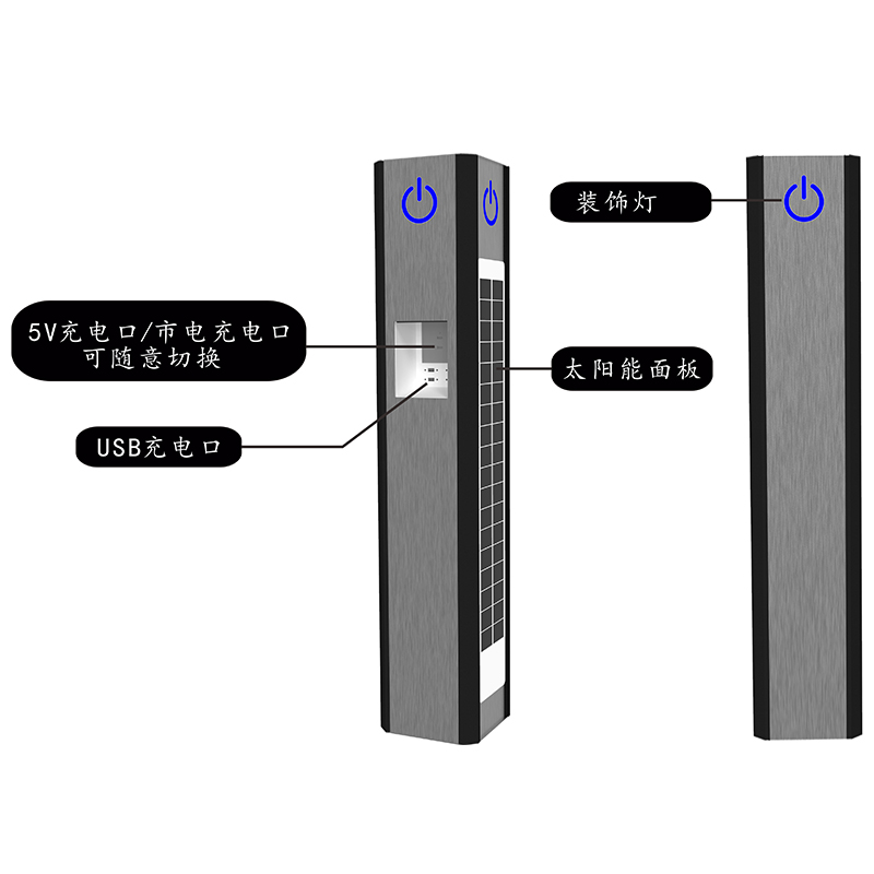 5V充电口/市电充电口可随意切换 USB充电口 装饰灯 太阳能面板-广州磐众智能科技有限公司